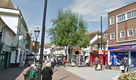 Drinking on Ashford High Street is also prohibited under the PSPO. Picture: Google