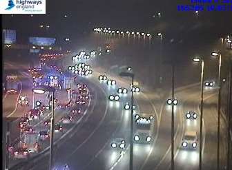 The traffic camera showing London-bound queues. Picture: Highways England