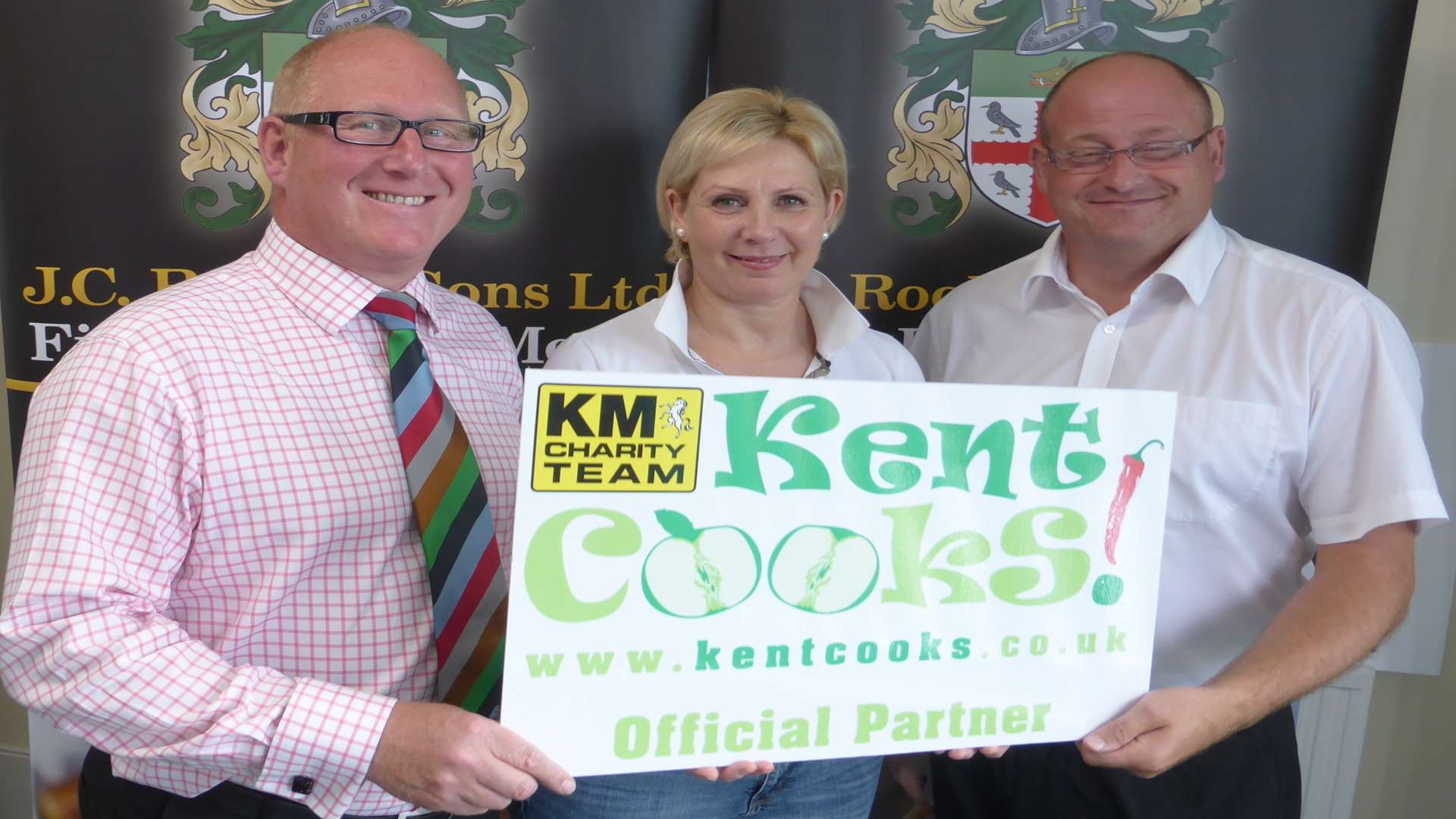 Chris, Julie and Andrew Rook of J.C. Rook and Sons the butchers announce support of school cookery contest Kent Cooks.