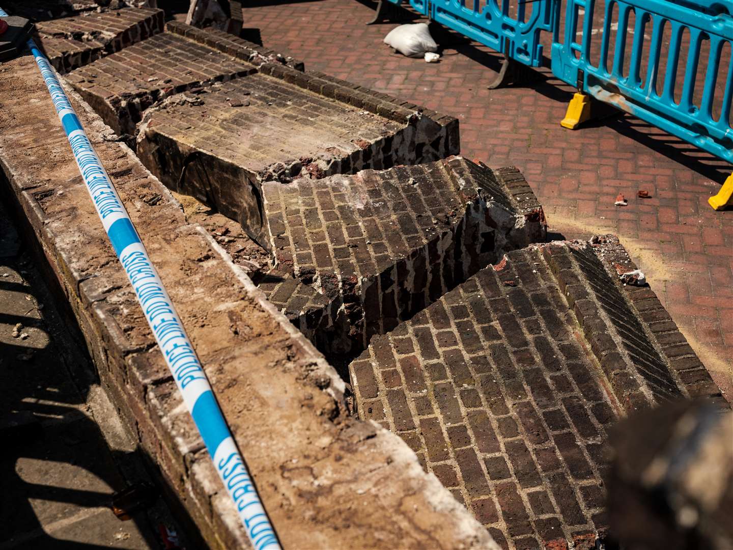 A lorry struck a part of the castle wall that surrounds Boley Hill car park in Rochester Photo: Yousef Al Nasser