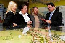 Jo Ball, Margaret Farr and Susan Symons, from The Shurland, Eastchurch, talk about the regeneration masterplan with Neil Miller of SEEDA at The Gateway, Rushenden