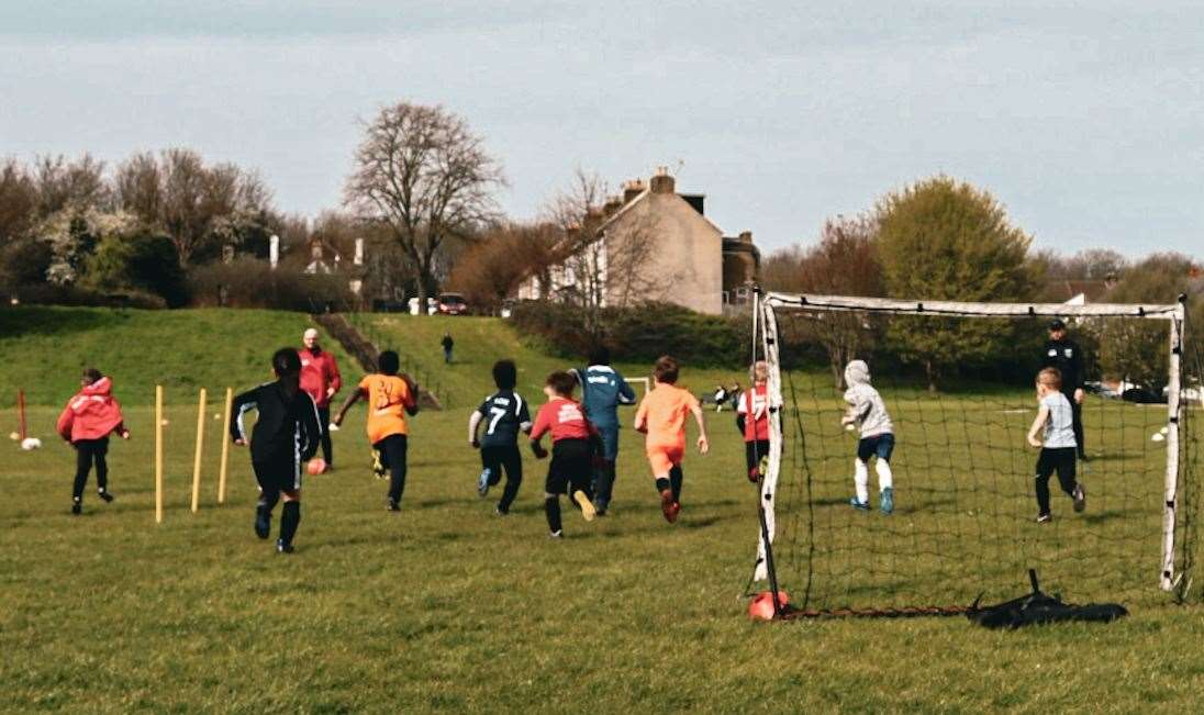 Children of Medway Soccer Academy in Hilly Fields in Gillingham. Picture: Matt Waters