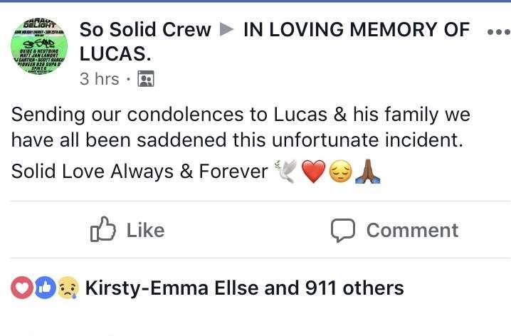So Solid Crew also posted a message to the memorial page