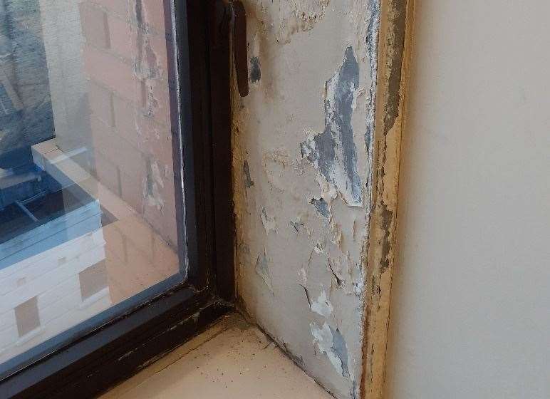 One of the windows needing to be replaced at Sittingbourne's Swale House. Picture: Swale council