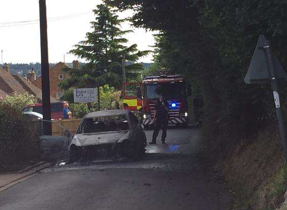 A car fire in Weavering Street, Maidstone. Picture: Mac Colwell