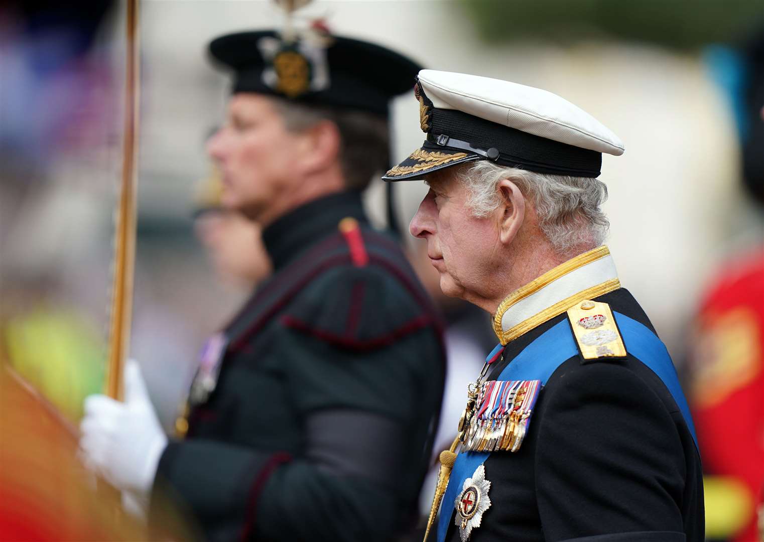 Charles takes part in the ceremonial procession (Tim Goode/PA)