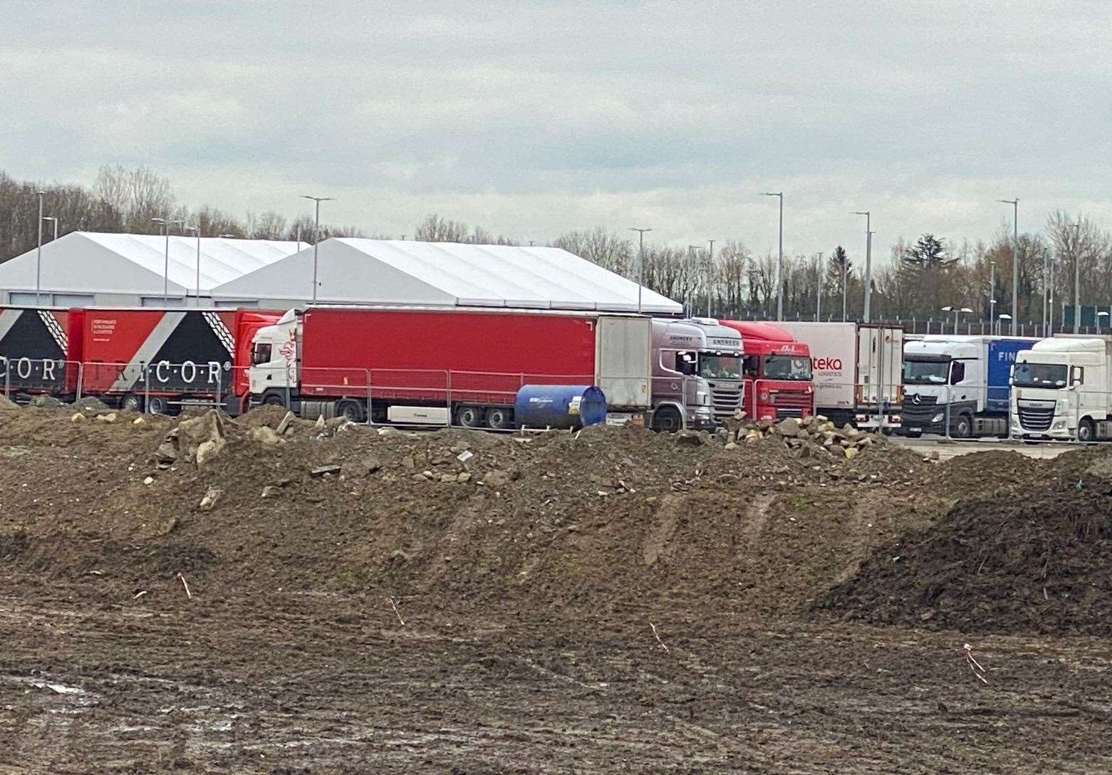 Lorries packed into the site at the beginning of the year. Picture: Barry Goodwin