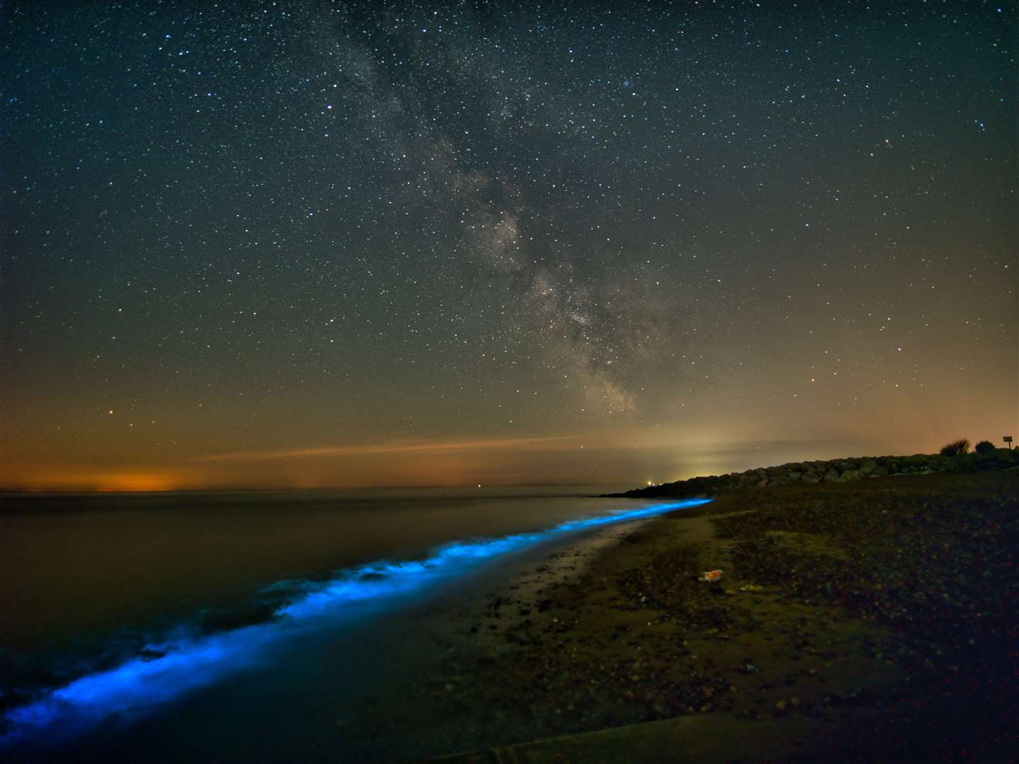 Photographer Mike Hardy caught the bioluminescence and the milky way. Photo: Mike Hardy / C5 Films