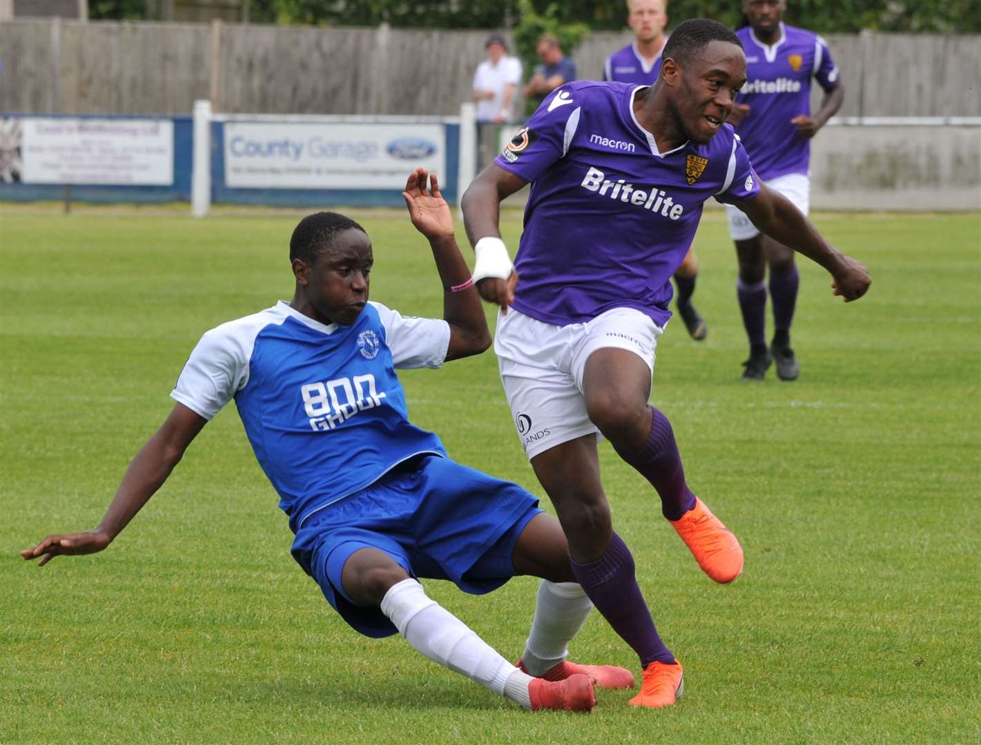 Nana Kyei gets at the Herne Bay defence in first first friendly appearance Picture: Steve Terrell