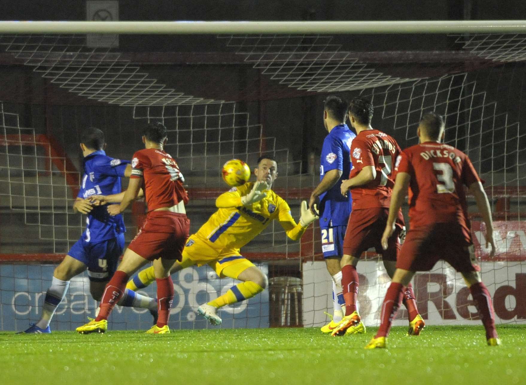 Gills keeper Stuart Nelson pulls off a save Picture: Barry Goodwin