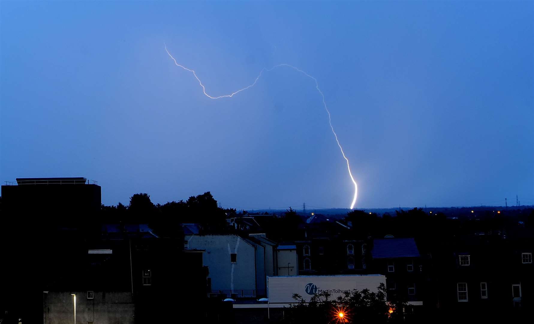 Lightning over Gravesend this morning. Picture: Jason Arthur