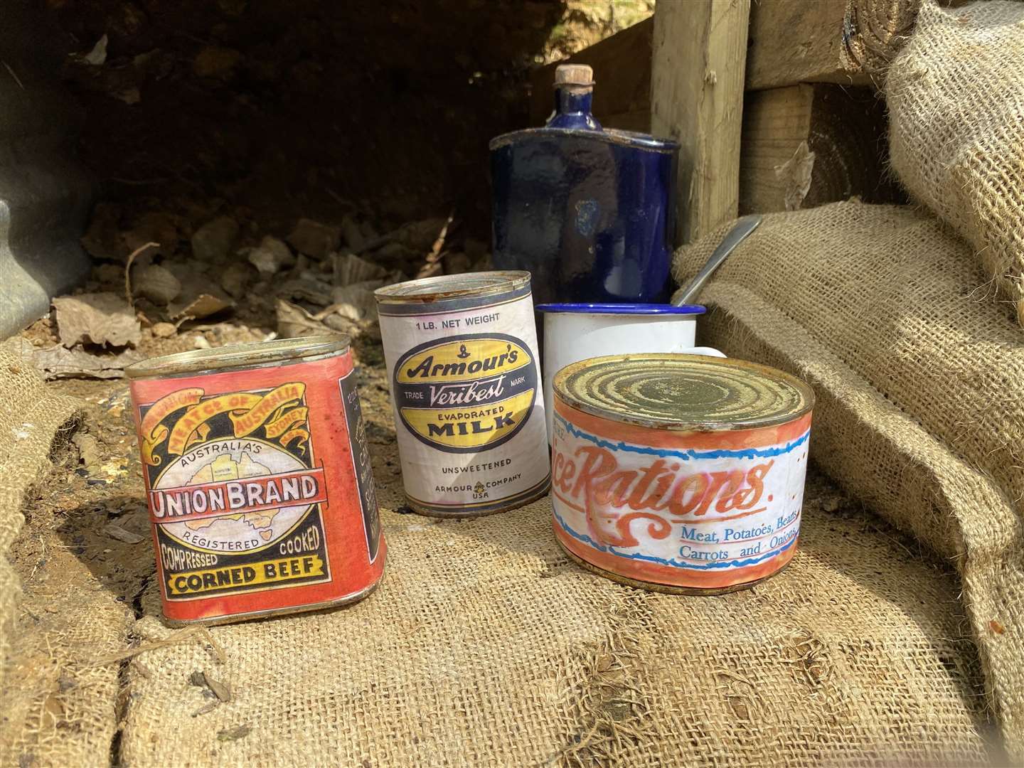 Replicas of rations which soldiers would have eaten whilst serving on the front line