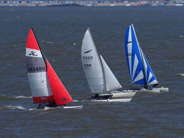 Catamarans taking part in Sheppey's 64th Round the Island Race on Sunday. Picture: James Bell