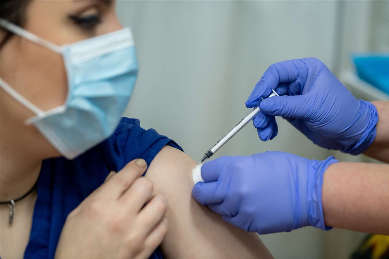 Administering the coronavirus vaccine. Stock picture