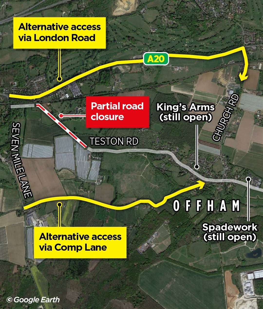 Map of the road closure