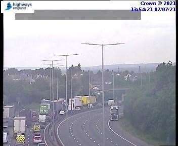 Delays on the M25 near Dartford. Image from Highways England