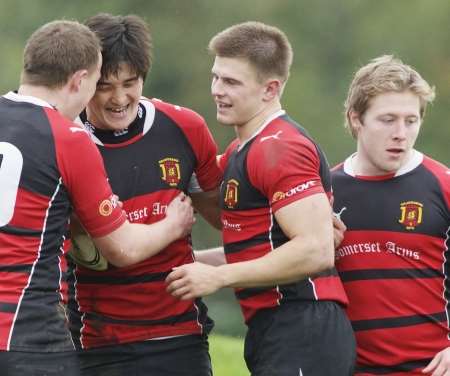 Chris Meddings, second left, of Gravesend Rugby Club