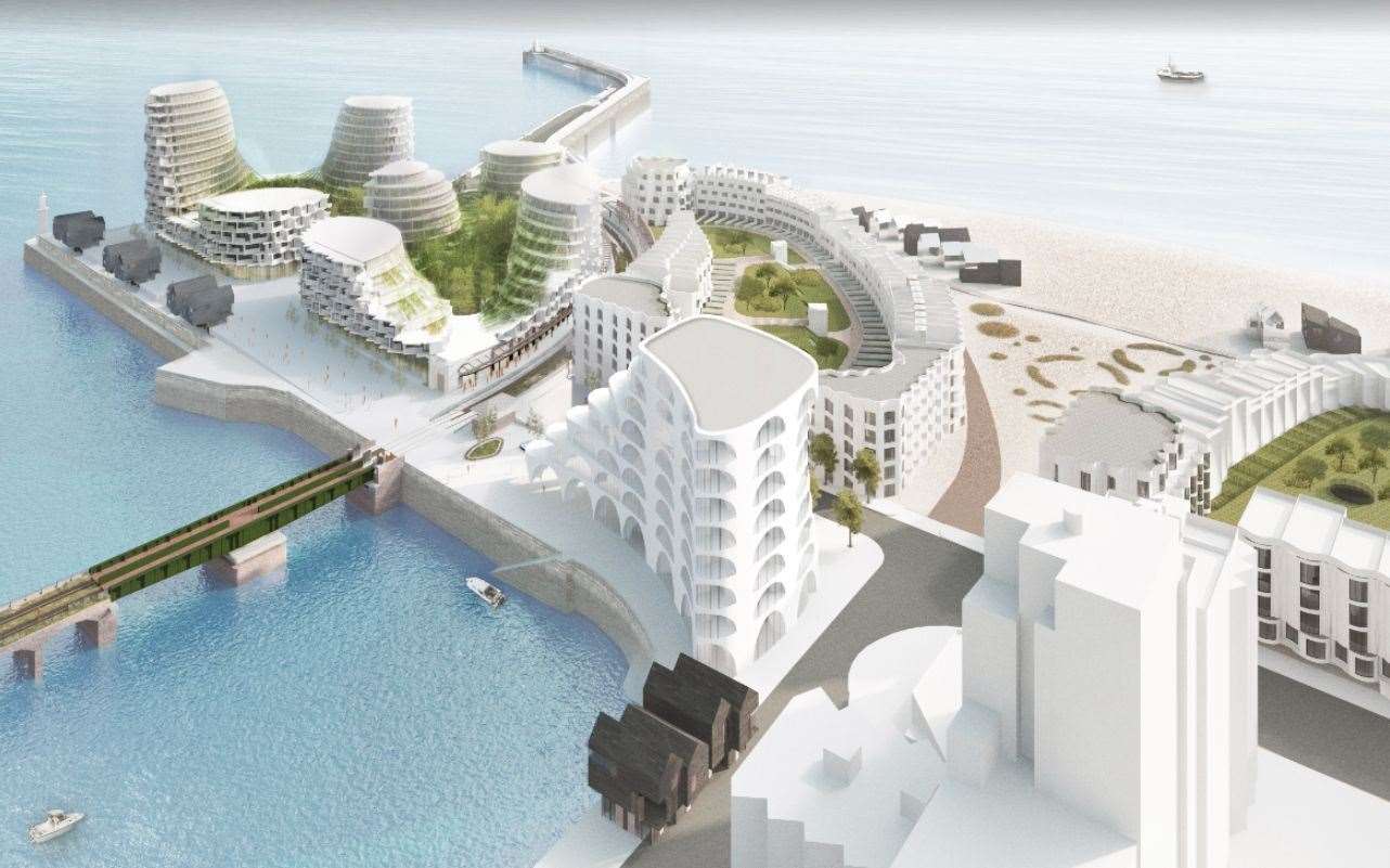 An aerial view of the harbour development following amendments made in 2018