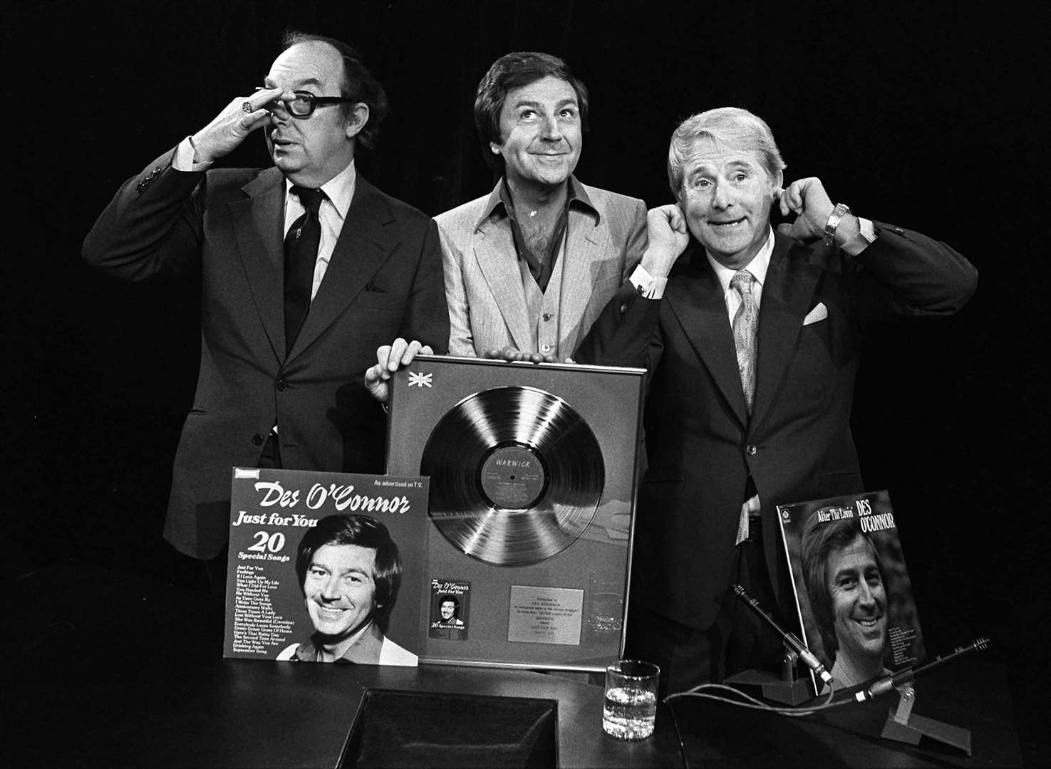 Des O’Connor with Eric Morecambe and Ernie Wise (PA)