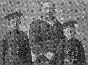A much respected townsman, Leading Signalman William Chittenden, who was killed in the sinking of HMS Cressy in 1914, pictured with two sons who were members of the Royal Marine Cadet Corps. Picture: Judith Gaunt