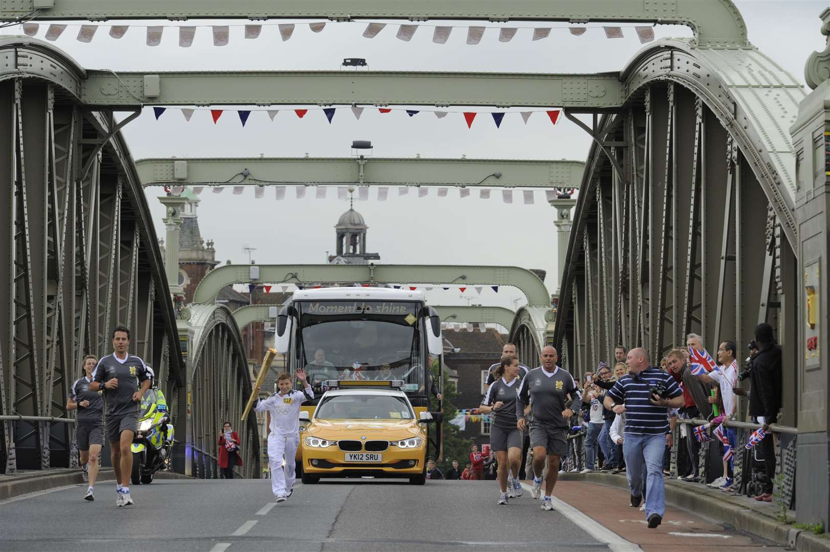 Nathan Mitchell, 12, crosses the Medway Bridge