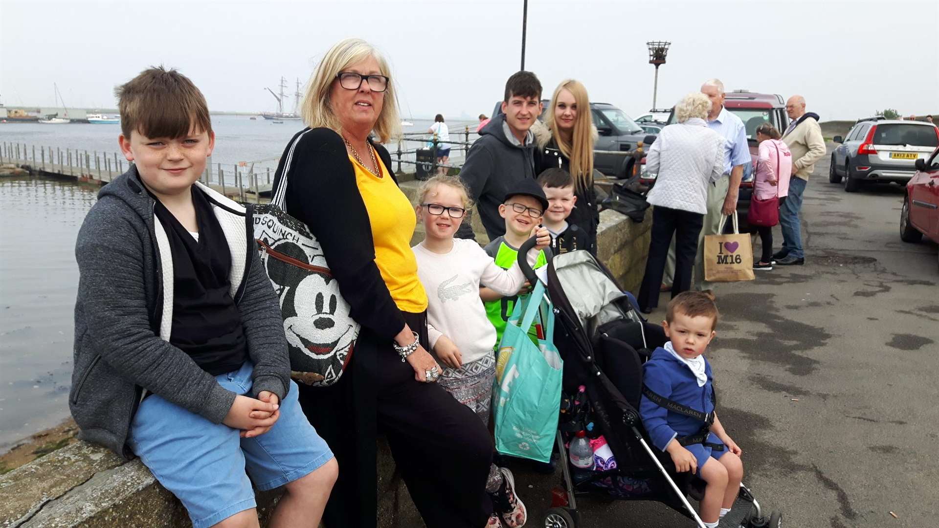 Tracey Weedon and family waiting at Queenborough for the maiden voyage of the Sheppey to Southend ferry