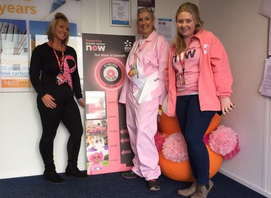Breast Cancer Now ambassador Kerry Rubins visited Dungeness Power Station to meet the staff