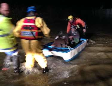 Firefighters rescue caravan park residents in Yalding during the last floods in December. Picture: Medway Coastguard