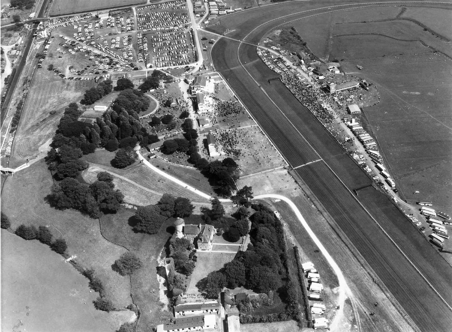 Folkestone Racecourse back in 1968. It hosted its last meeting in 2012, and the 203-acre site off the A20 is now at the centre of the huge Otterpool Park 'garden town' plan