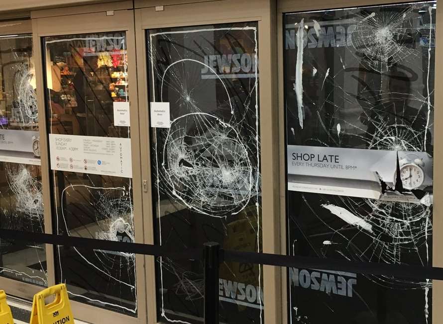 Royal Victoria Place has been vandalised. Picture: @RuthBanister