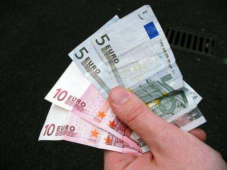 A handful of Euro notes