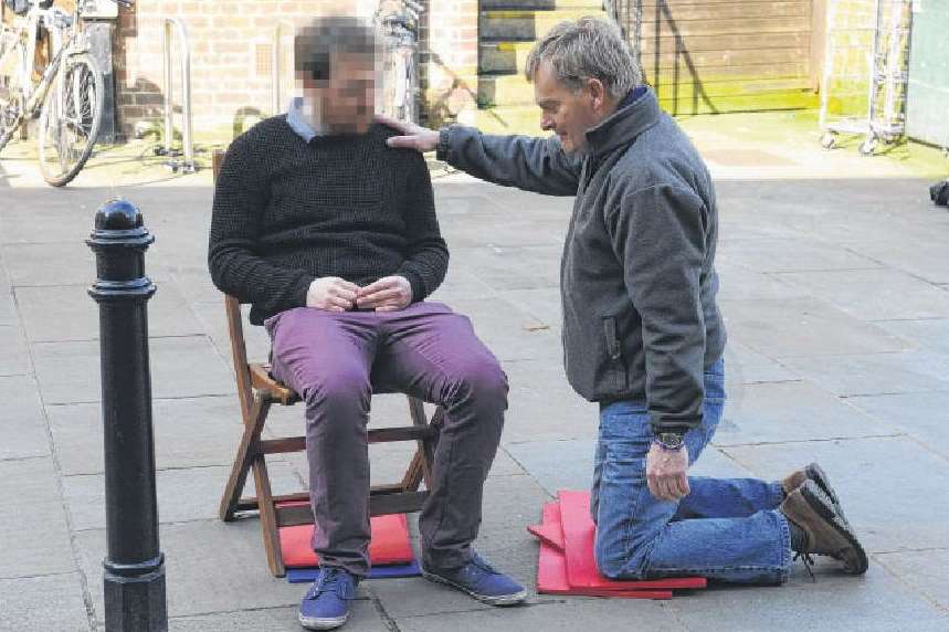 A man is 'healed' at the event in Canterbury city centre