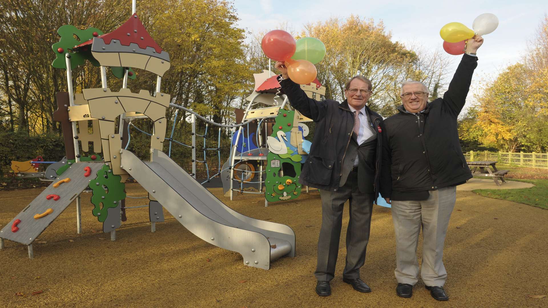 Medway councillors David Carr and Howard Doe at the November opening of the new playground at Riverside