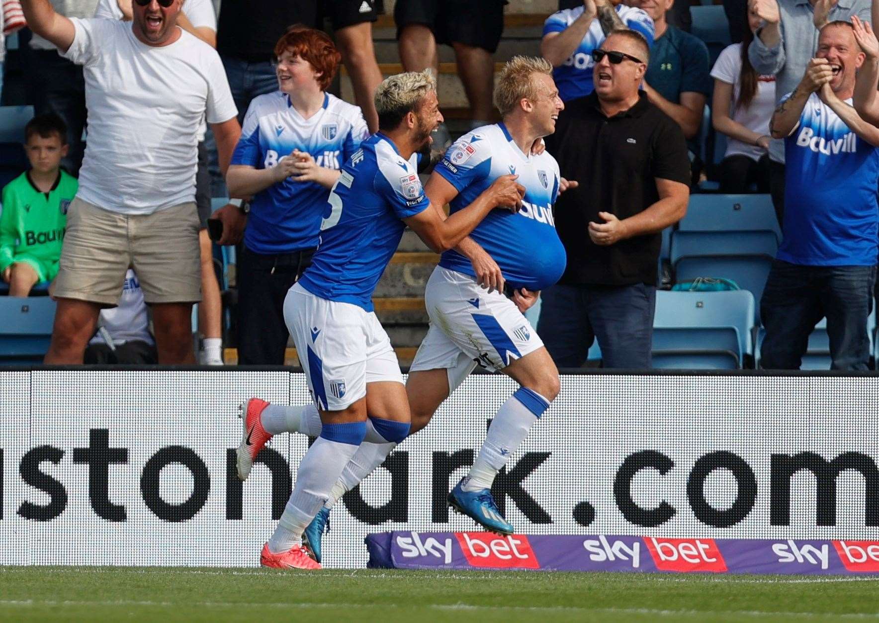 George Lapslie celebrates the opening goal at Priestfield Picture: @Julian_KPI