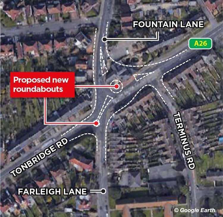 KCC's last plan to improve the Fountain Lane junction in 2022 with a roundabout, involved the demolition of an Indian restaurant - but the owner didn't want to sell up.