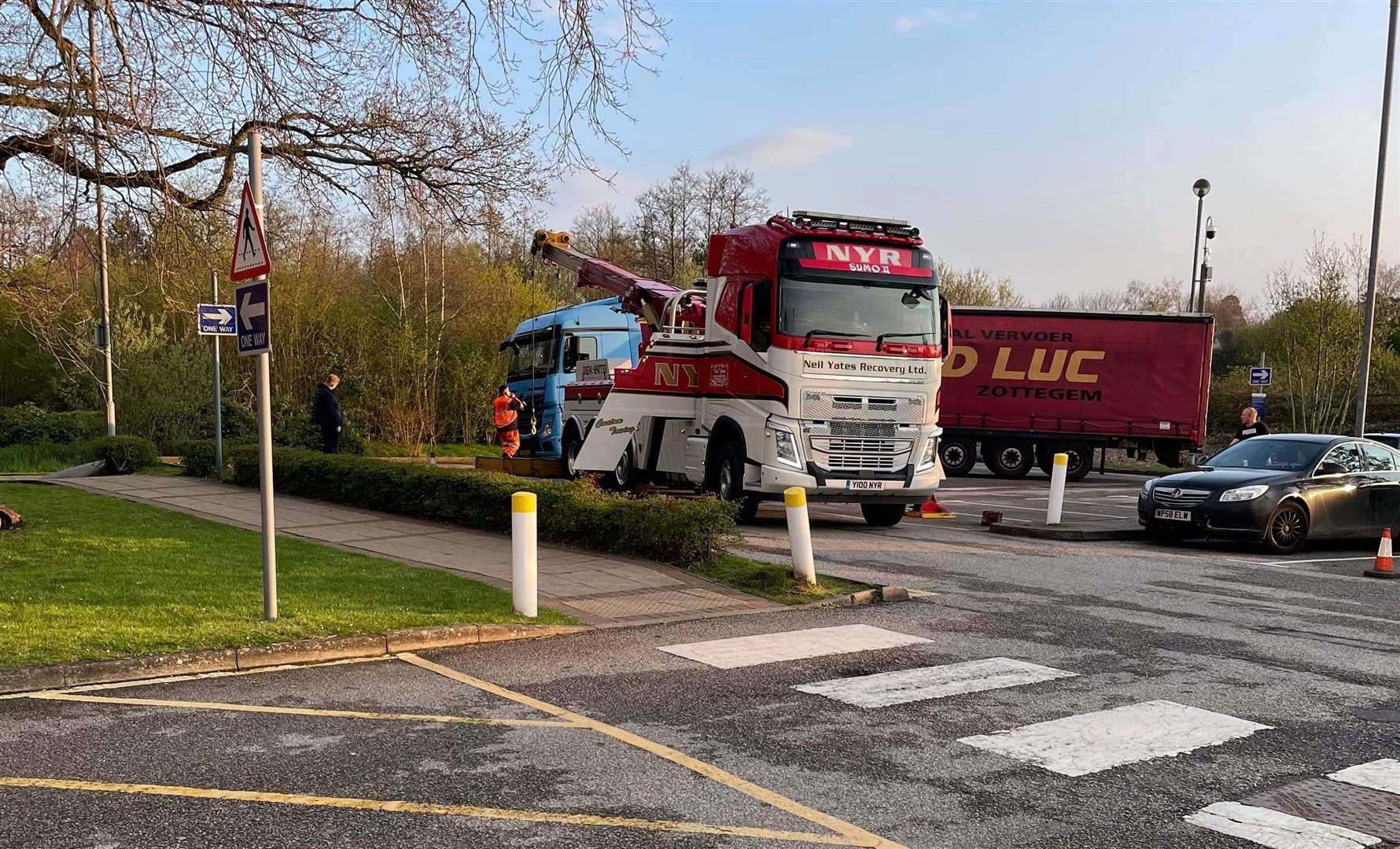 The lorry stuck in Eureka Park was recovered. Picture: Daren Payne