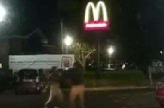 Two people have been arrested after a brawl broke out in a McDonald's car park in Sheerness