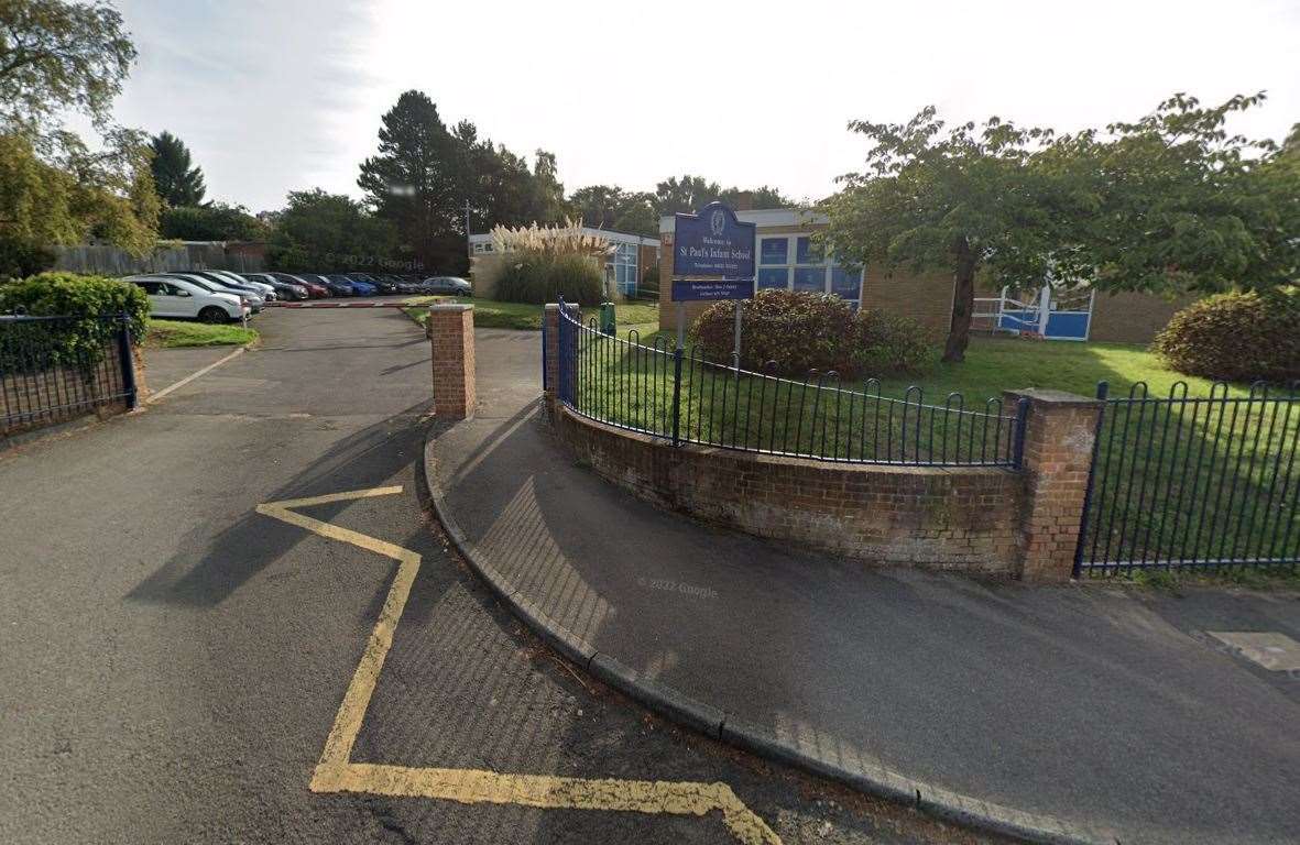 Cars have been seen mounting the kerb outside St Paul's Infants School, in Hillary Road, Maidstone. Picture: Google