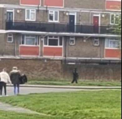 Armed police were seen responding to an incident in Hilltop Gardens in Temple Hill. Photo: Samantha Weeks
