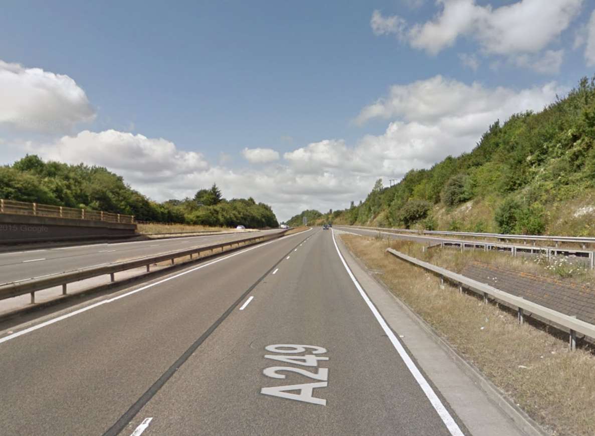 Northbound A249 at the junction for the Key Street roundabout. Picture: Google Streetview