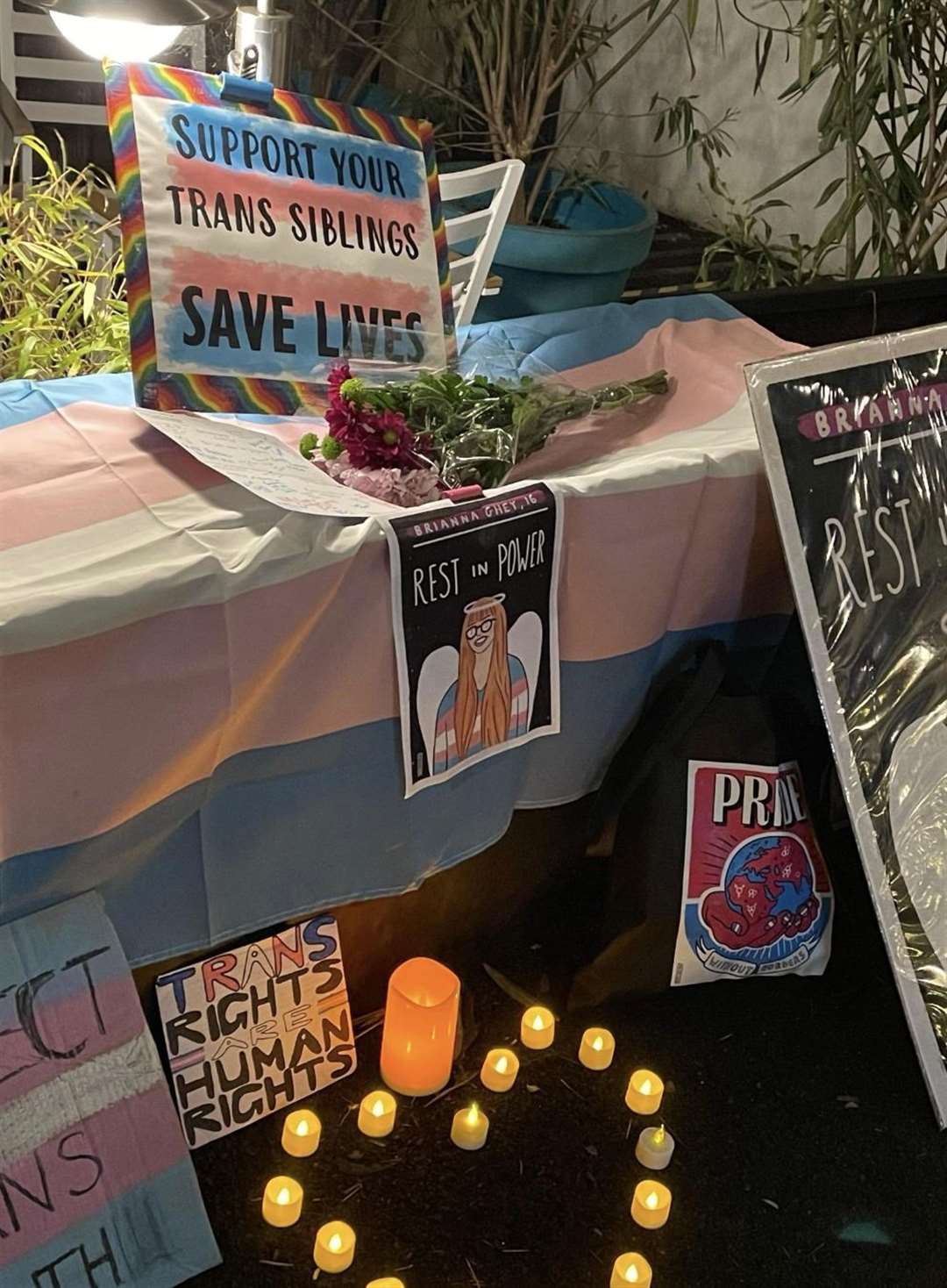 A vigil was held in Chatham to mourn 16-year-old Brianna Ghey, a transgender girl who was stabbed to death in Cheshire. Picture: Shea Coffey (62506455)