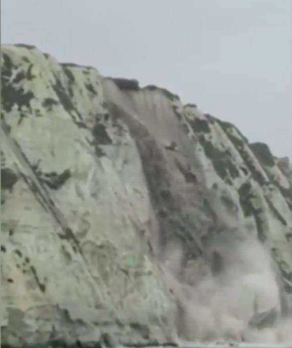 A huge part of the white cliffs of Dover have collapsed. Photo: ITV (44262678)
