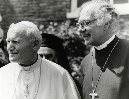The Pope with the then Archbishop of Canterbury, Dr Robert Runcie, when he came to the Kent city in 1982