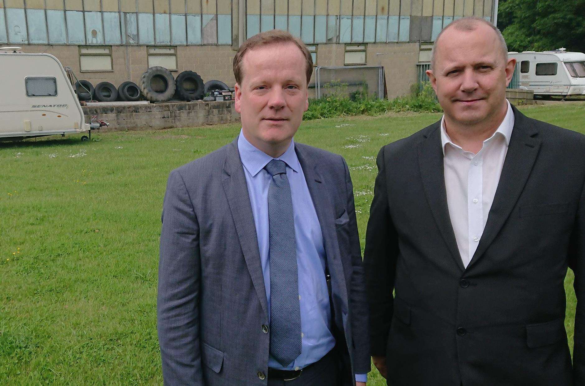 Charlie Elphicke with CGI's Rob Prince at the site. Picture: Office of Charlie Elphicke MP.