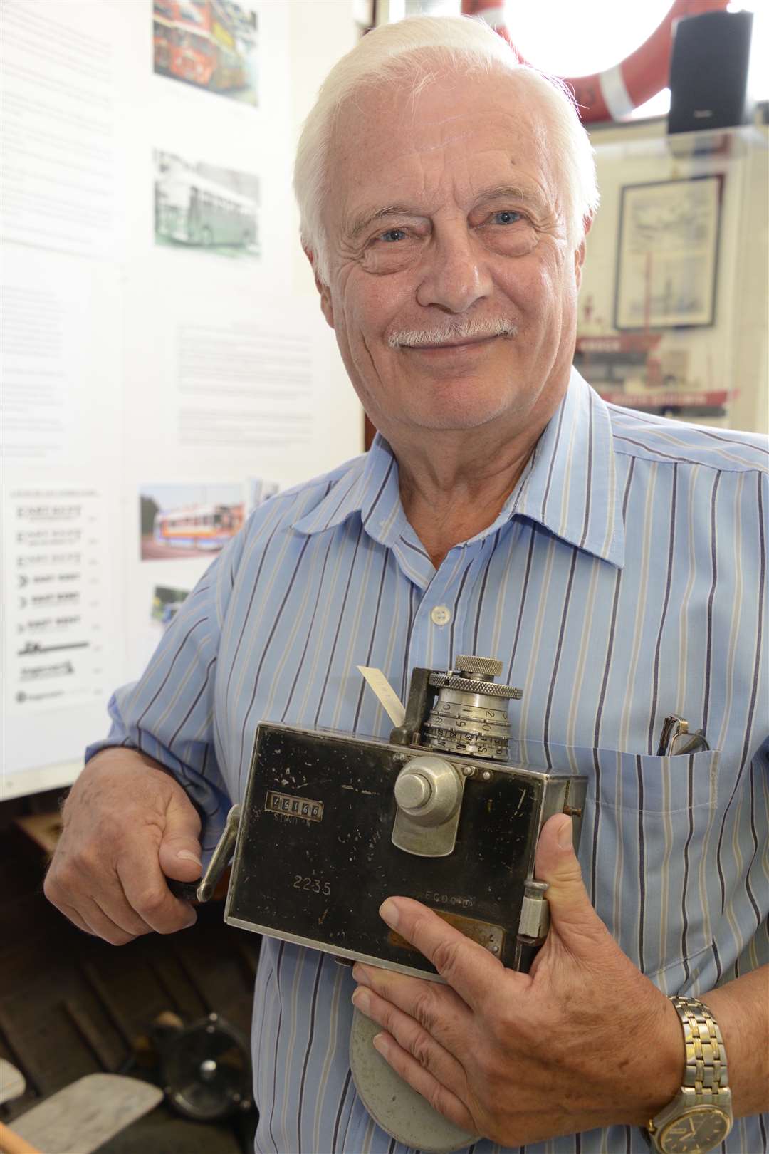 Deal Maritime and Heritage Museum East Kent Road Car Company exhibition organiser Alwyn Conway and a ticket machine