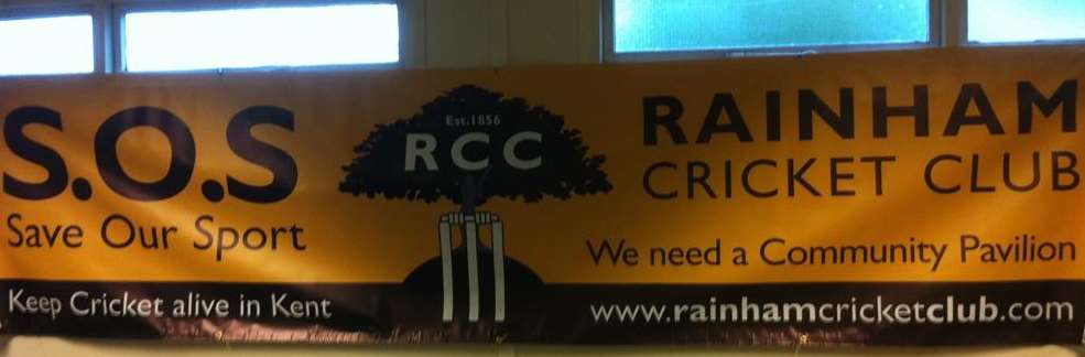 The Rainham Cricket Club banner that will go to the Ashes