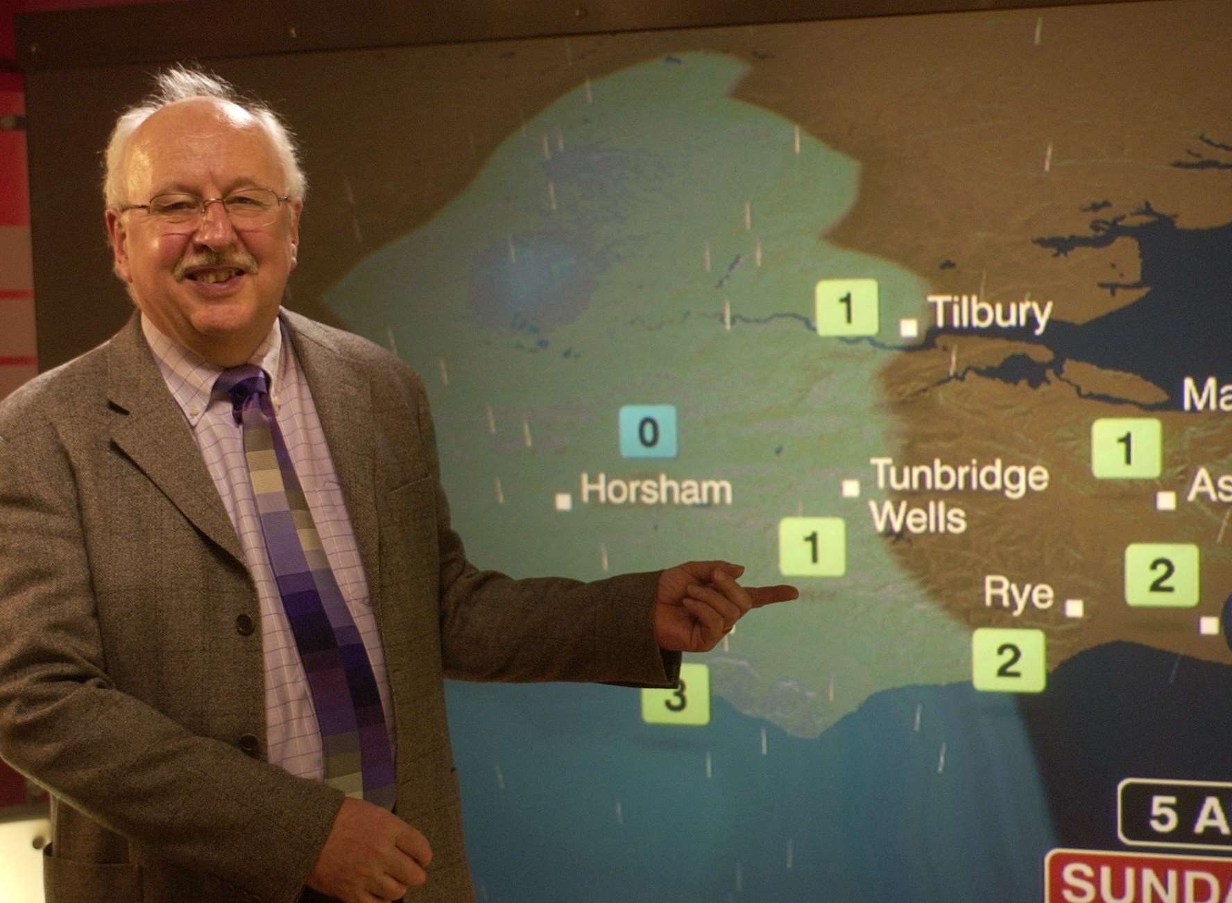 Michael Fish presenting the weather more recently