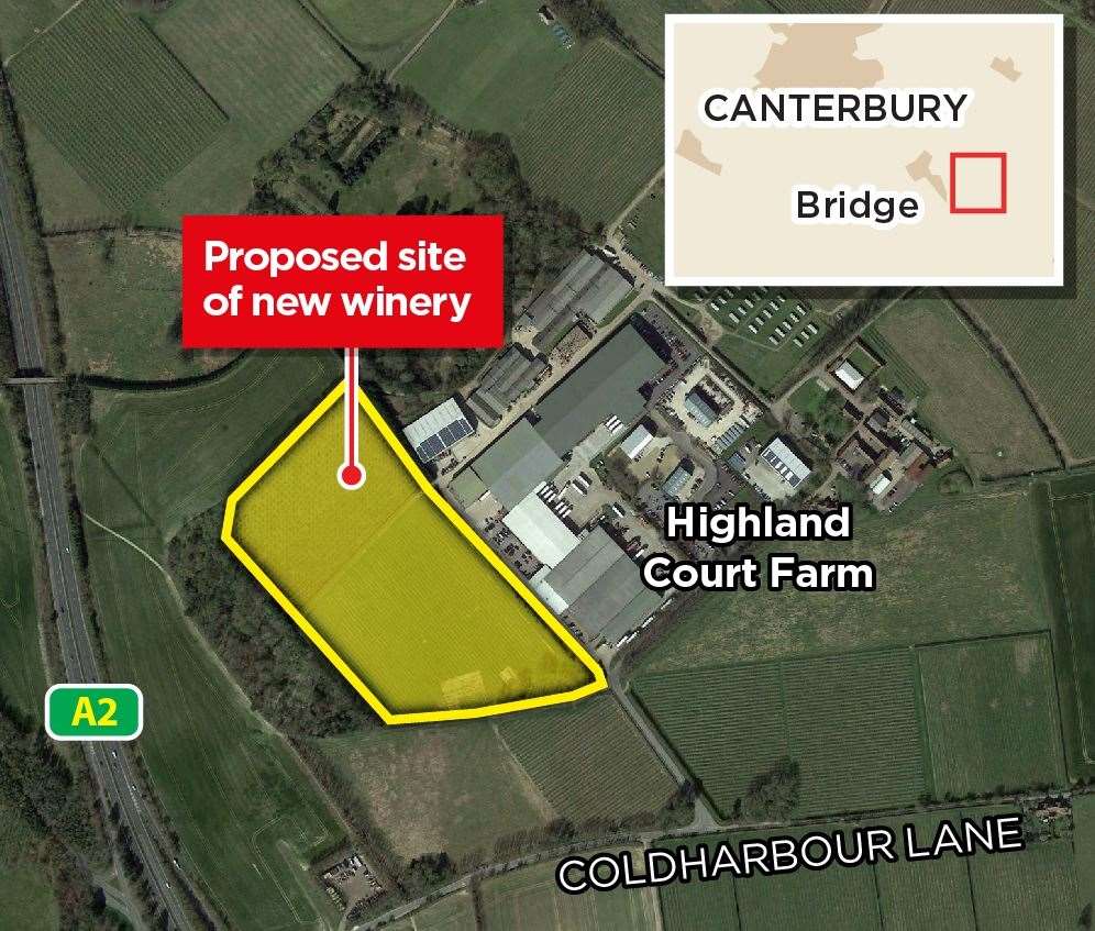 The proposed location of the Chapel Down winery at Canterbury Business Park