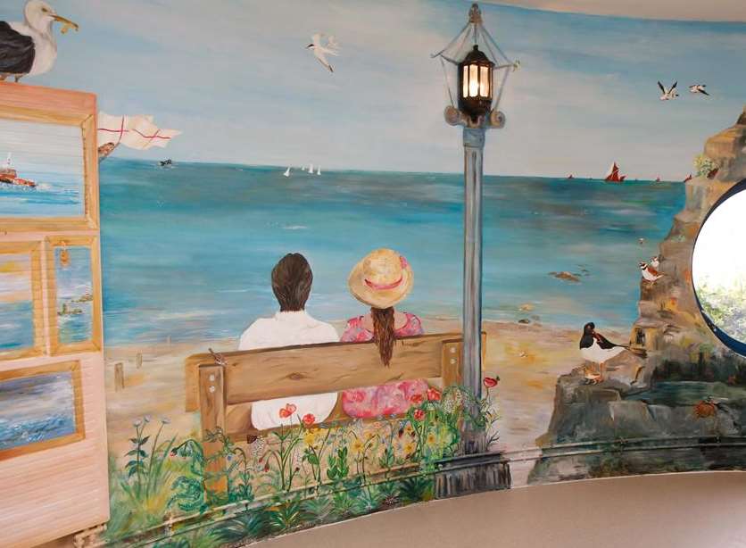 The murals in the cafe