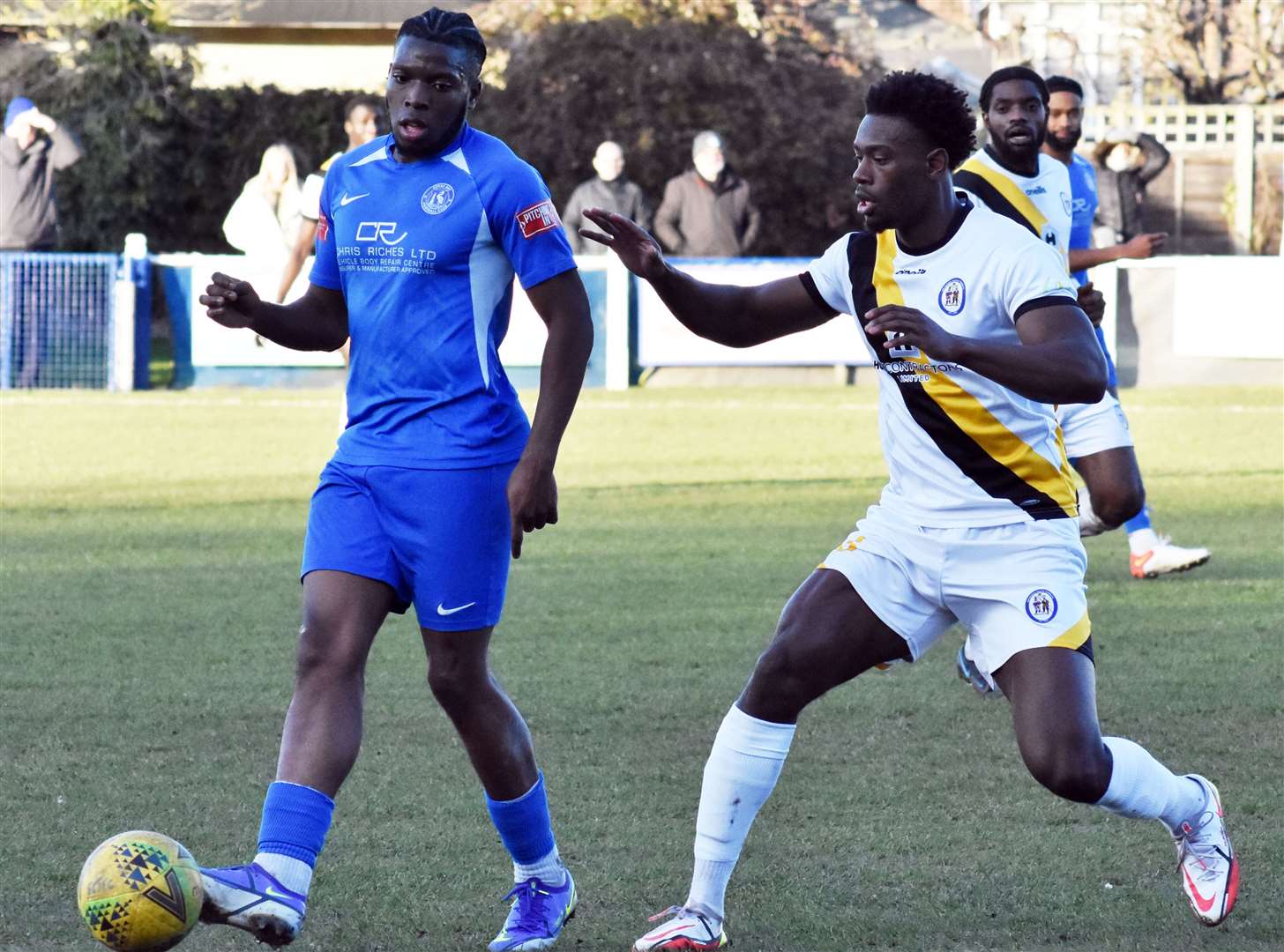 Action from the abandoned match between Herne Bay and Haywards Heath which now has been awarded to Haywards Heath who led at half-time. Picture: Randolph File